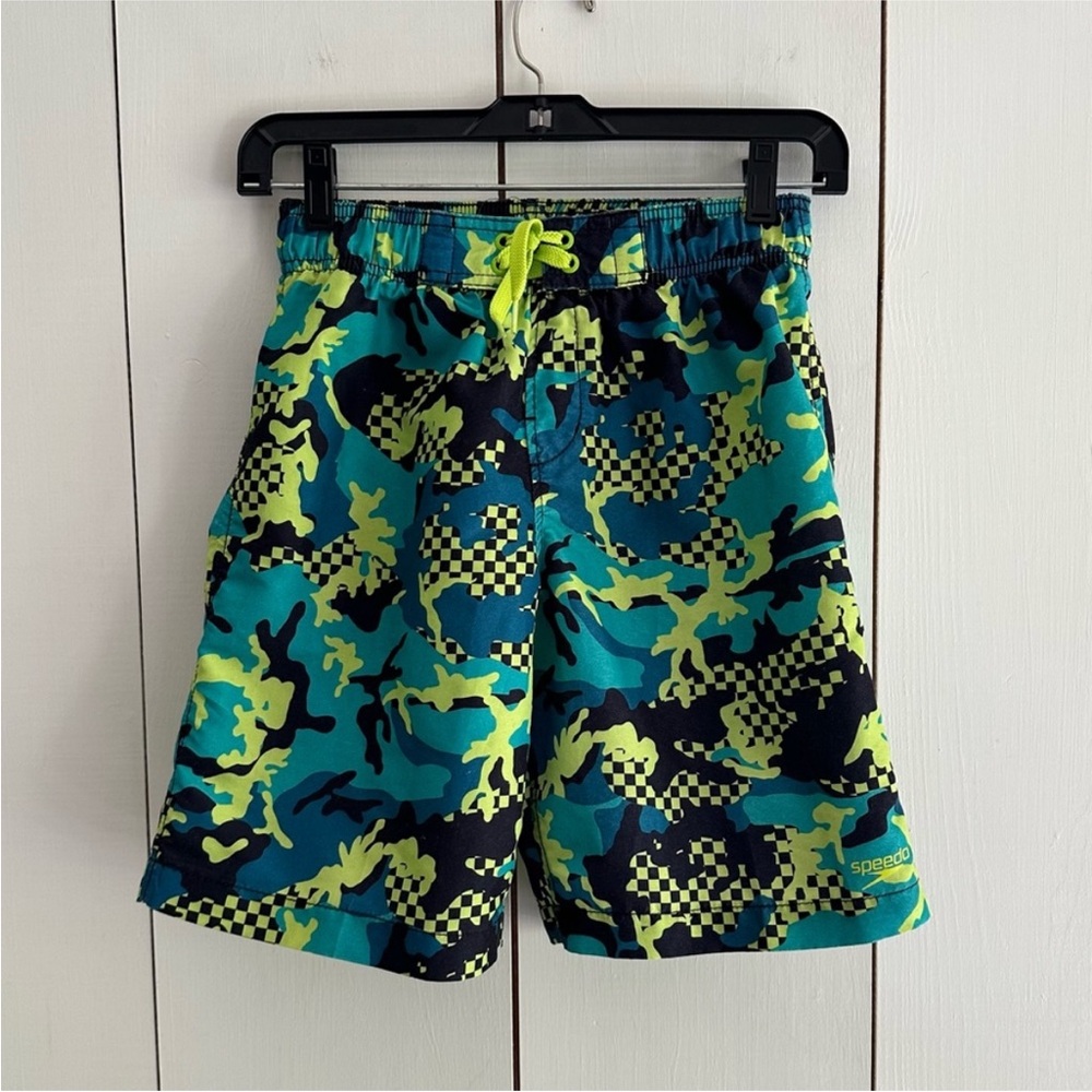 Speedo Boys Swimming Trunks Large (10-12) Green Blue